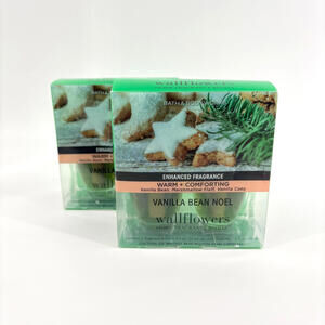 New 4X Bath & Body Works Wallflowers Vanilla Bean Noel Plug Ins (2 Packs)